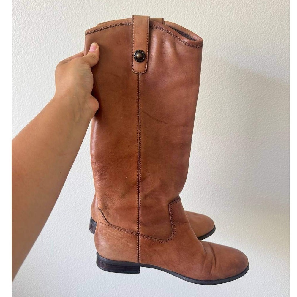 Vintage Carlos Santana Brown Riding Boots 6.5 Leather Knee High Western Boho